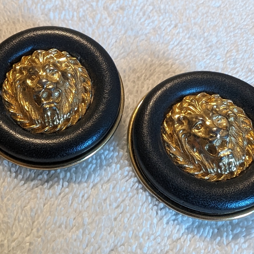 Vintage Lion large Clip on Earrings